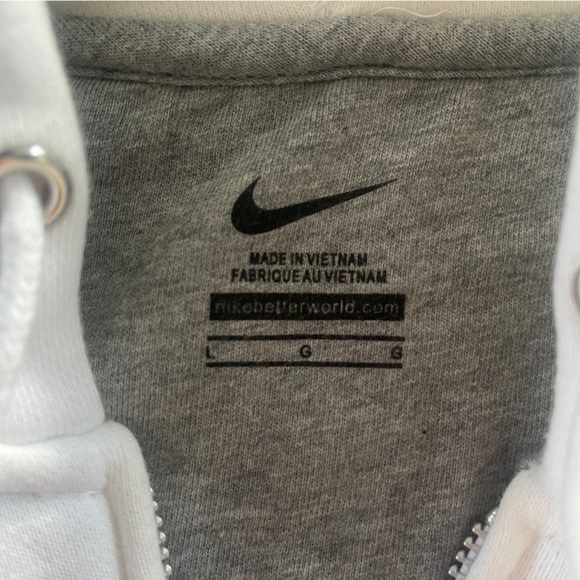 Nike WVU Sweatshirt Jacket White Hooded Zip Up West Virginia Logo Youth Large - Picture 3 of 5